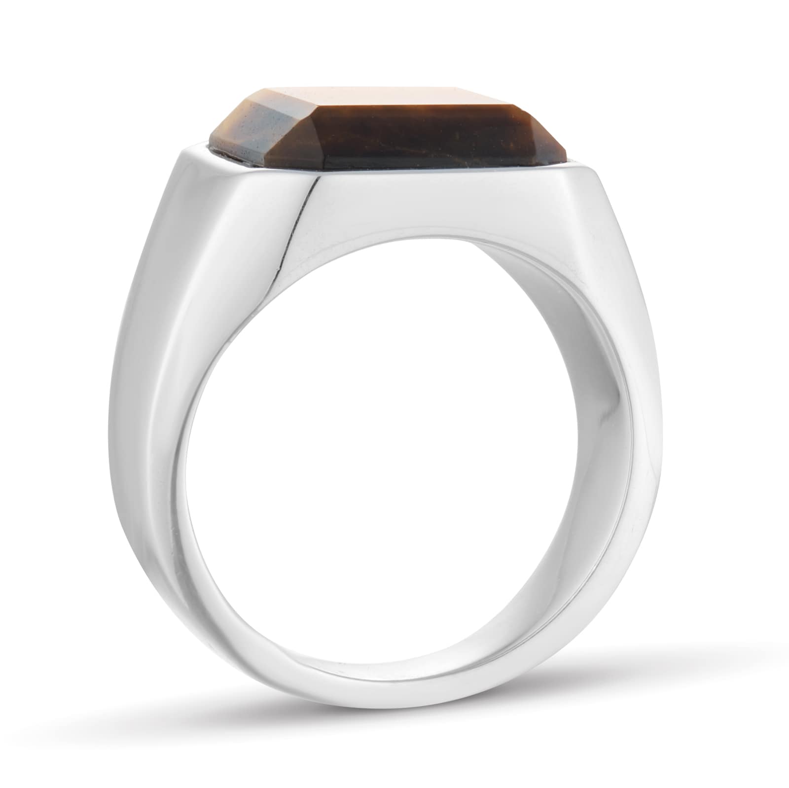 Goldsmiths Sterling Silver Cushion Shaped Tigers Eye Signet Ring