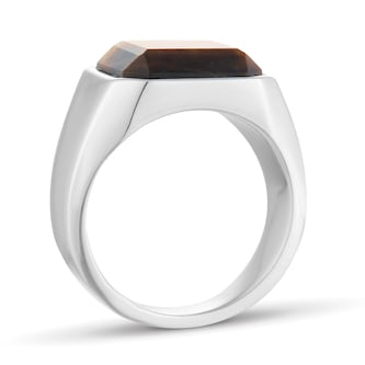 Goldsmiths Sterling Silver Cushion Shaped Tigers Eye Signet Ring Goldsmiths Sterling Silver Cushion Shaped Tigers Eye Signet Ring