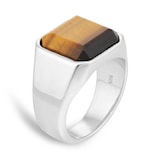 Goldsmiths Sterling Silver Cushion Shaped Tigers Eye Signet Ring