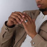 Goldsmiths Sterling Silver Cushion Shaped Onyx Signet Ring