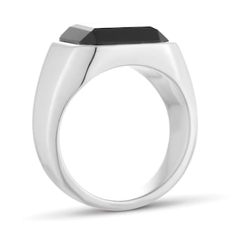 Goldsmiths Sterling Silver Cushion Shaped Onyx Signet Ring Goldsmiths Sterling Silver Cushion Shaped Onyx Signet Ring