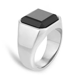 Goldsmiths Sterling Silver Cushion Shaped Onyx Signet Ring