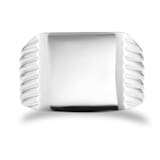 Goldsmiths Sterling Silver Ridged Square Signet Ring