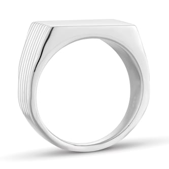 Goldsmiths Sterling Silver Ridged Square Signet Ring Goldsmiths Sterling Silver Ridged Square Signet Ring