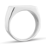 Goldsmiths Sterling Silver Ridged Square Signet Ring