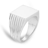 Goldsmiths Sterling Silver Ridged Square Signet Ring
