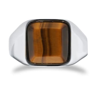 Mappin & Webb Sterling Silver Tigers Eye Cush Signet Ring
