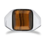 Mappin & Webb Sterling Silver Tigers Eye Cush Signet Ring - Ring Size P