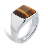 Mappin & Webb Sterling Silver Tigers Eye Cush Signet Ring - Ring Size P