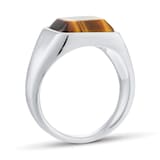 Mappin & Webb Sterling Silver Tigers Eye Cush Signet Ring - Ring Size P