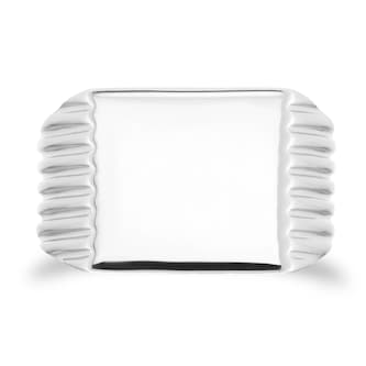 Mappin & Webb Sterling Silver Ridged Square Signet Ring