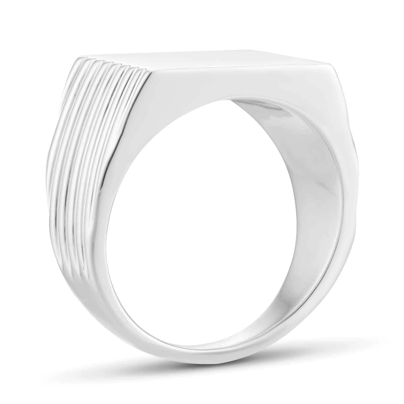 Mappin & Webb Sterling Silver Ridged Square Signet Ring Mappin & Webb Sterling Silver Ridged Square Signet Ring