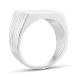 Mappin & Webb Sterling Silver Ridged Square Signet Ring