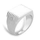 Mappin & Webb Sterling Silver Ridged Square Signet Ring