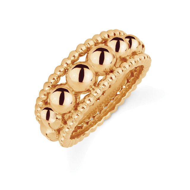 Mappin & Webb Sonnet 18ct Rose Gold Three Row Band Ring
