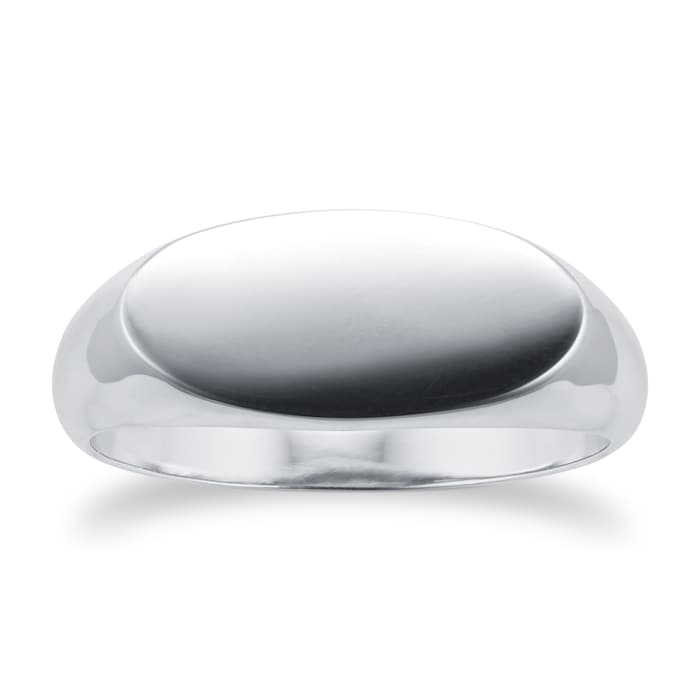 Goldsmiths Silver Oval Shaped Signet Ring - Ring Size N