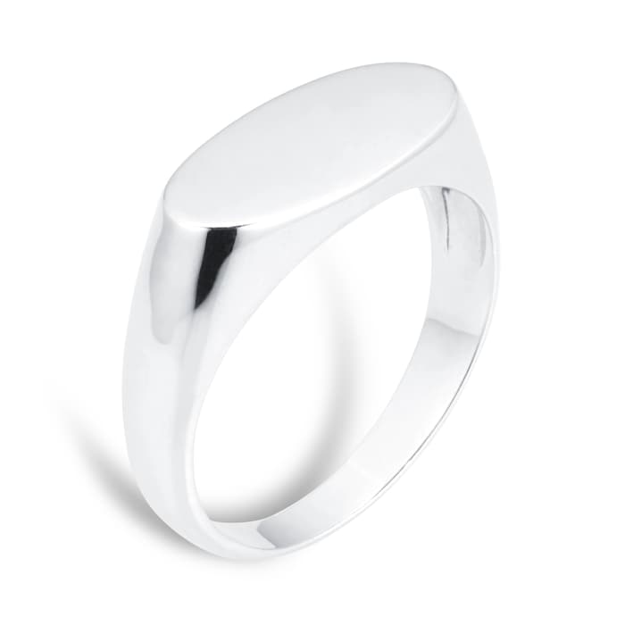 Goldsmiths Silver Oval Shaped Signet Ring - Ring Size N