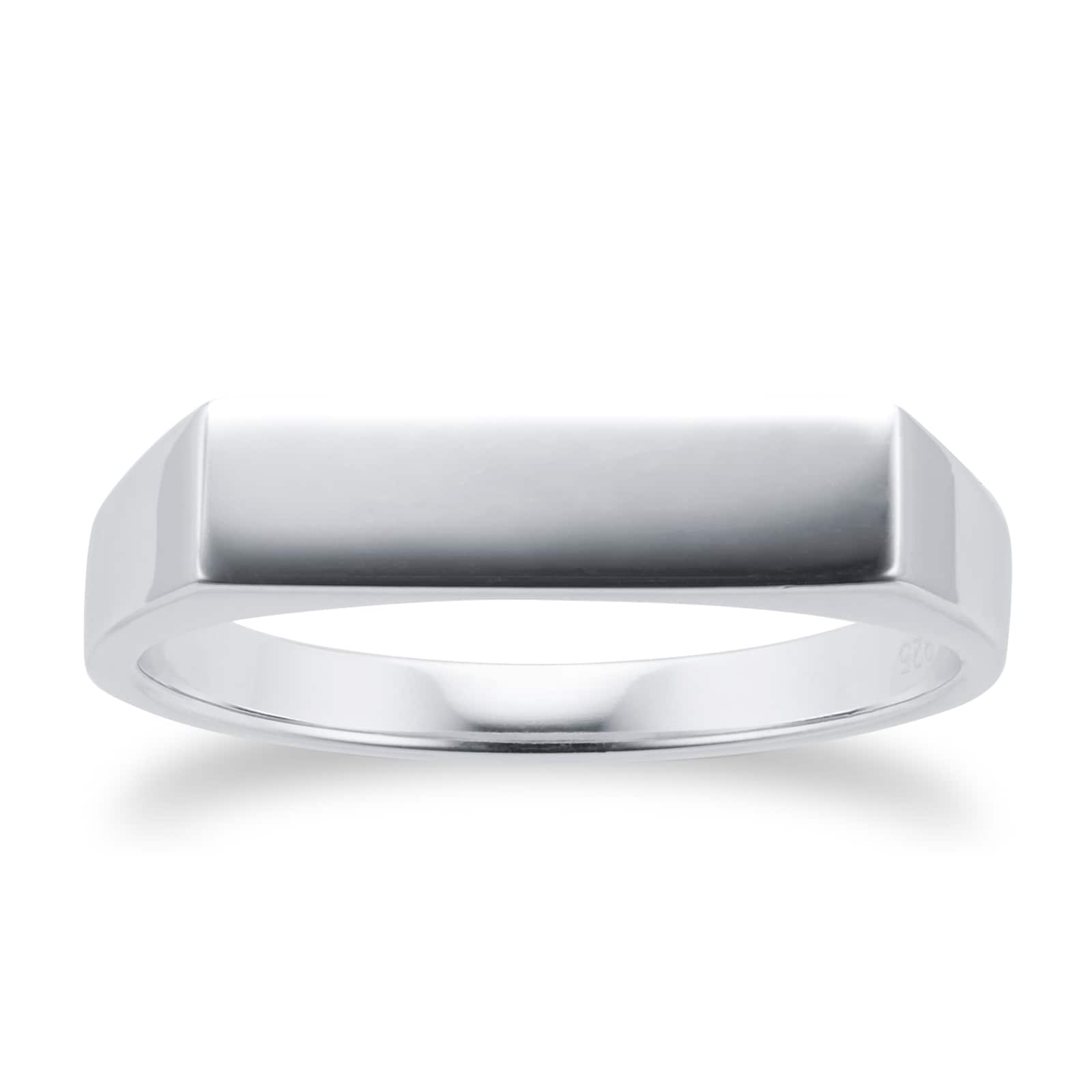 Silver Rectangle Shaped Signet Ring
