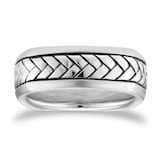 Mappin & Webb Sterling Silver Herringbone Ring - ring Size P