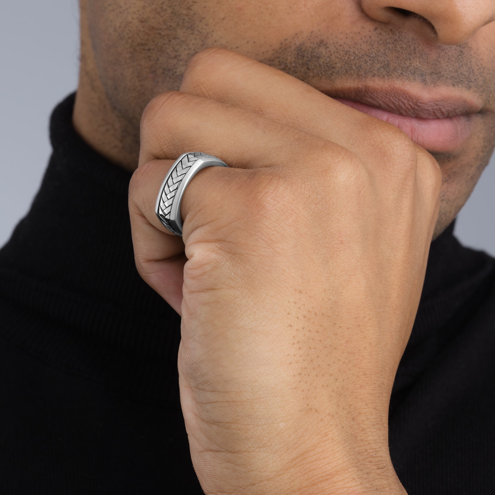 Mappin & Webb Sterling Silver Herringbone Ring