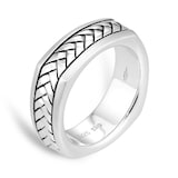 Mappin & Webb Sterling Silver Herringbone Ring - ring Size P