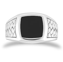 10360061 - Sterling Silver Onyx Herringbone Ring