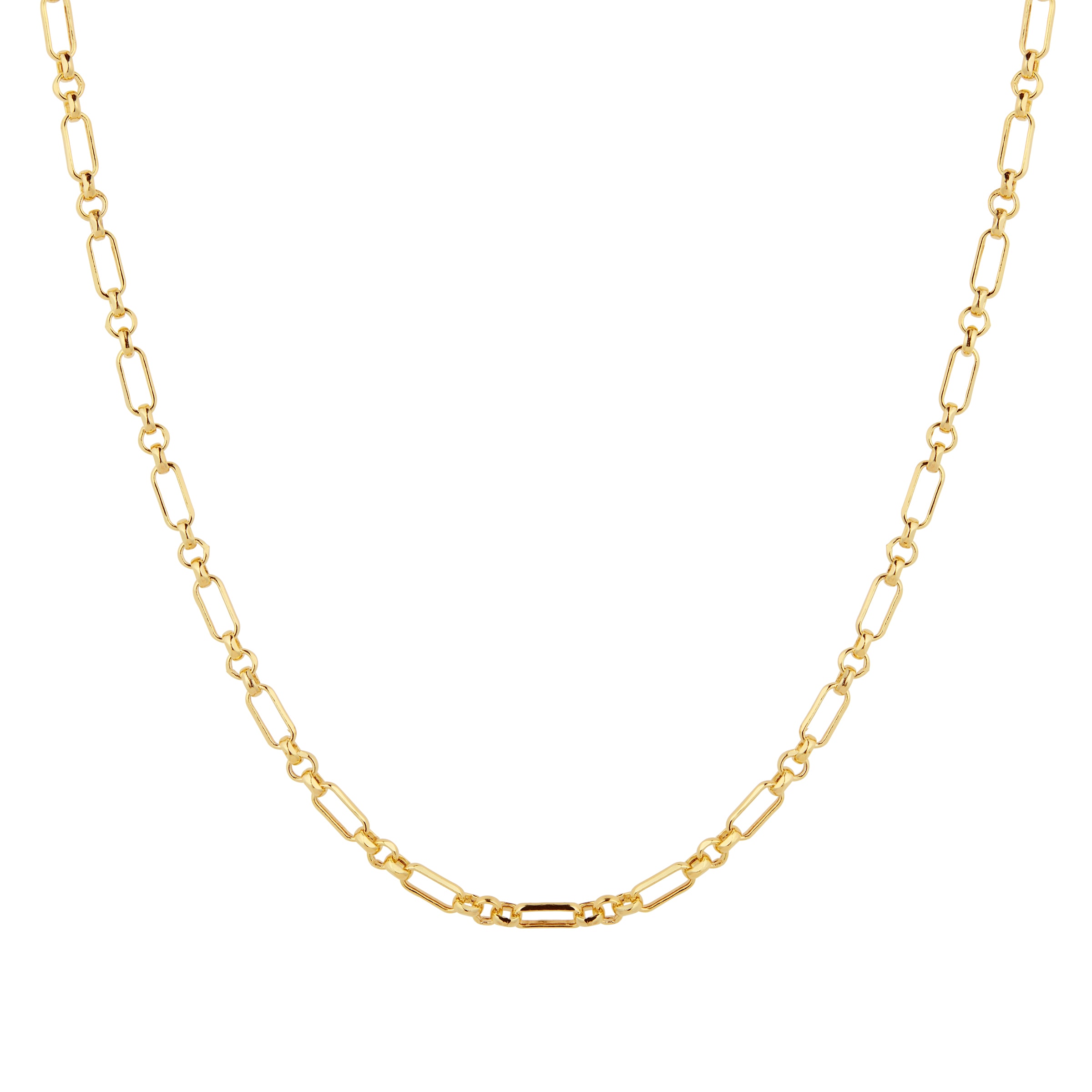 9ct Yellow Gold Belcher Mixed Link Chain Necklace