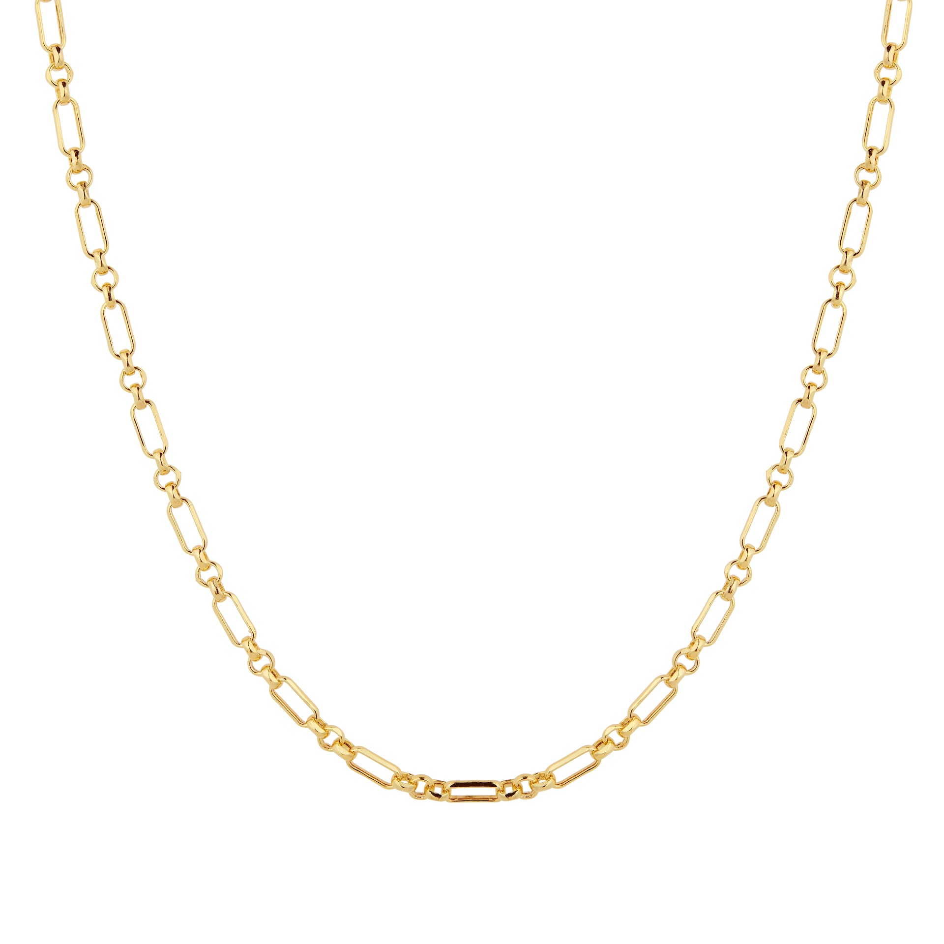 Goldsmiths 9ct Yellow Gold Belcher Mixed Link Chain Necklace