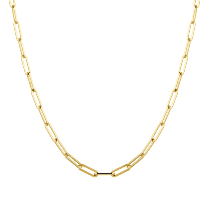 Goldsmiths 9ct Yellow Gold Rectangular Full Link Chain Necklace ...