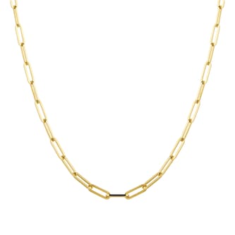 Goldsmiths 9ct Yellow Gold Rectangular Full Link Chain Necklace