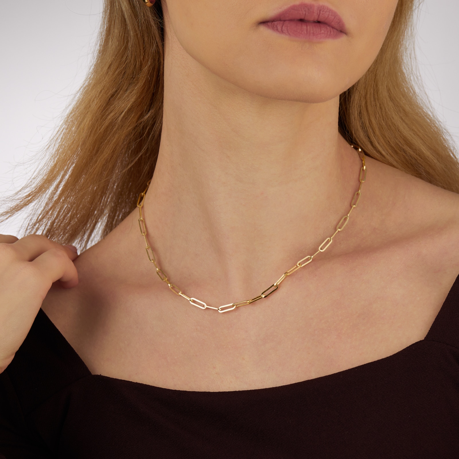 Goldsmiths 9ct Yellow Gold Rectangular Full Link Chain Necklace