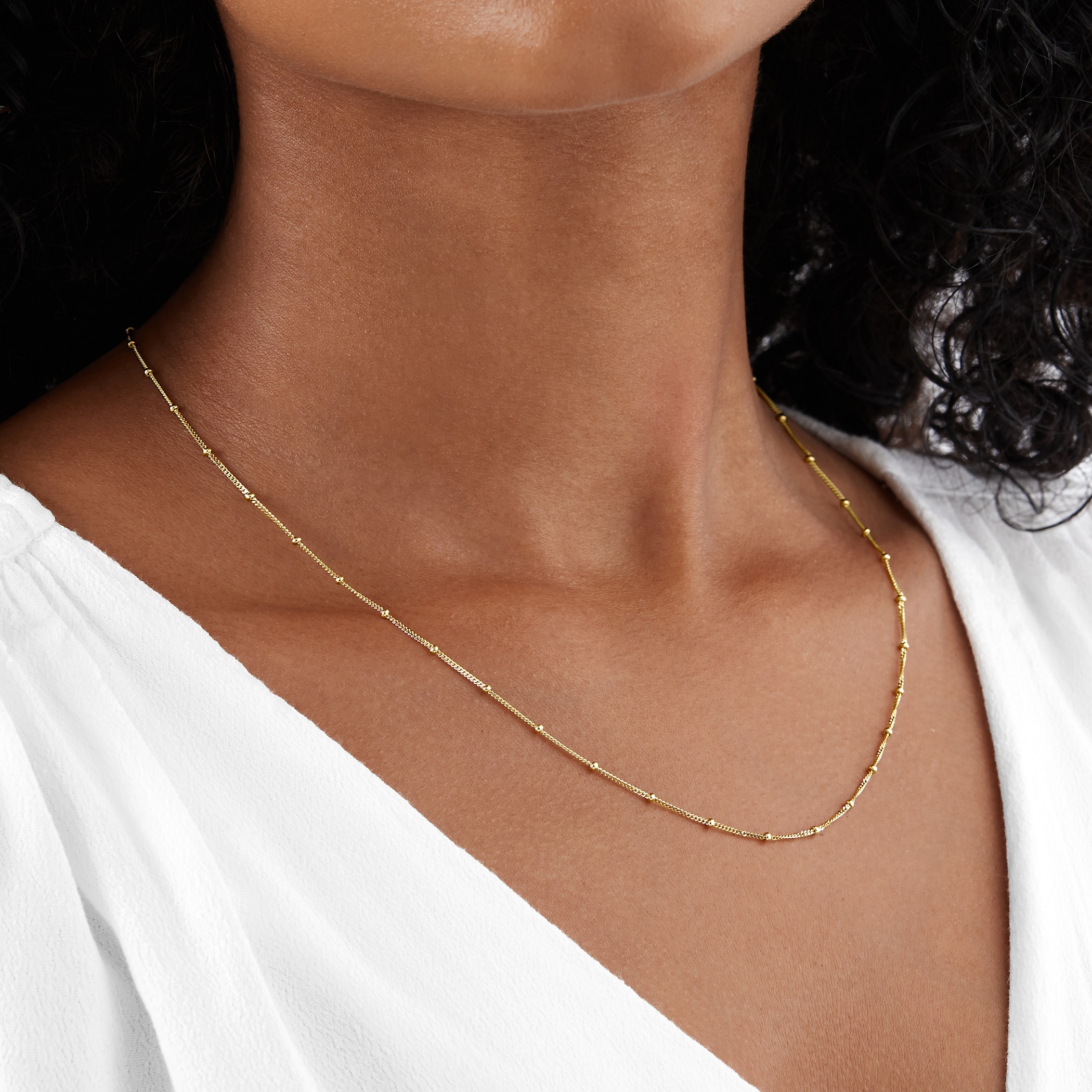 Goldsmiths 9ct Yellow Gold Beaded Chain Goldsmiths 9ct Yellow Gold Beaded Chain