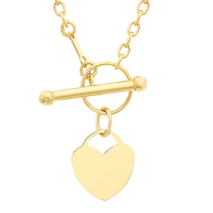 Goldsmiths 9ct Yellow Gold Heart Charm T-Bar Necklace