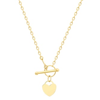 Goldsmiths 9ct Yellow Gold Heart Charm T-Bar Necklace Goldsmiths 9ct Yellow Gold Heart Charm T-Bar Necklace