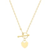 Goldsmiths 9ct Yellow Gold Heart Charm T-Bar Necklace