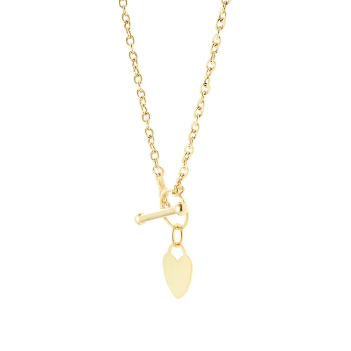 Goldsmiths 9ct Yellow Gold Heart Charm T-Bar Necklace
