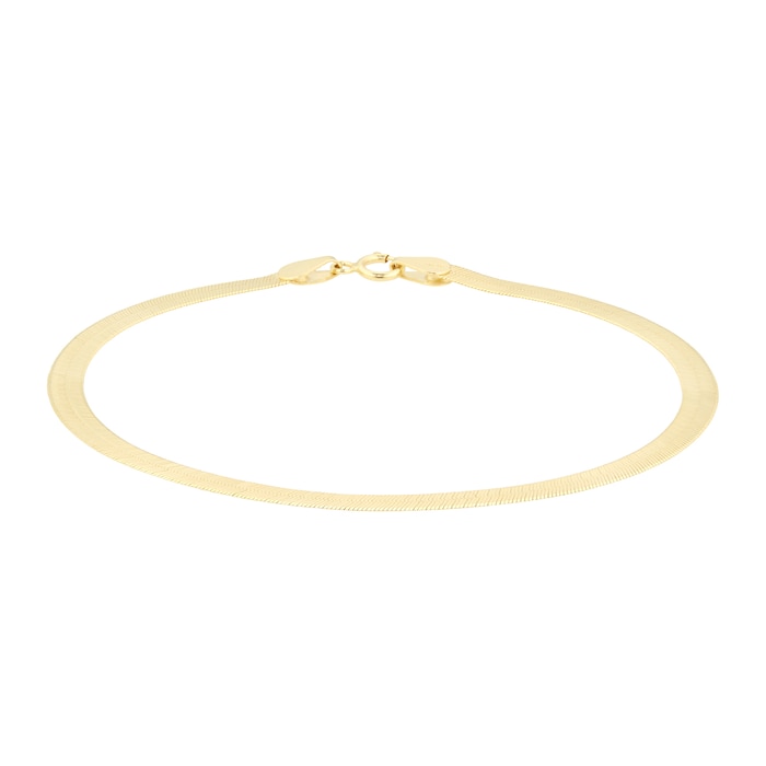 Goldsmiths 9ct Yellow Gold Thin Herringbone Bracelet