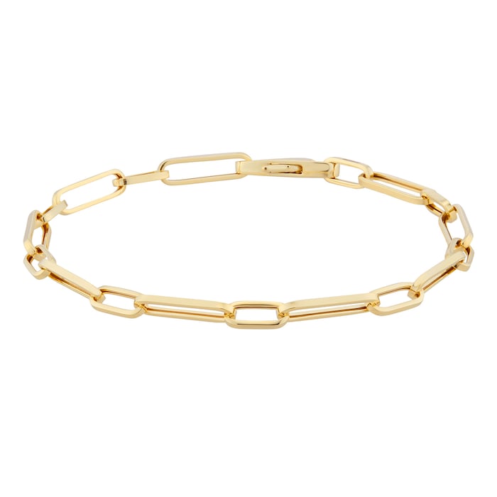 Goldsmiths 9ct Yellow Gold Mixed Paperlink Chain Bracelet