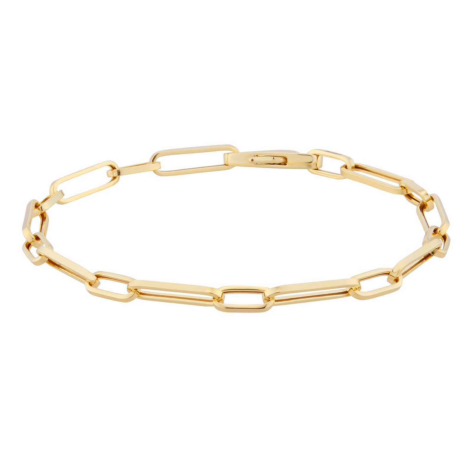 Goldsmiths 9ct Yellow Gold Mixed Paperlink Chain Bracelet