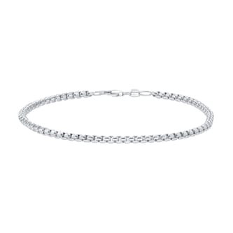 Mappin & Webb 14ct White Gold 2.7mm Box Chain Bracelet Mappin & Webb 14ct White Gold 2.7mm Box Chain Bracelet