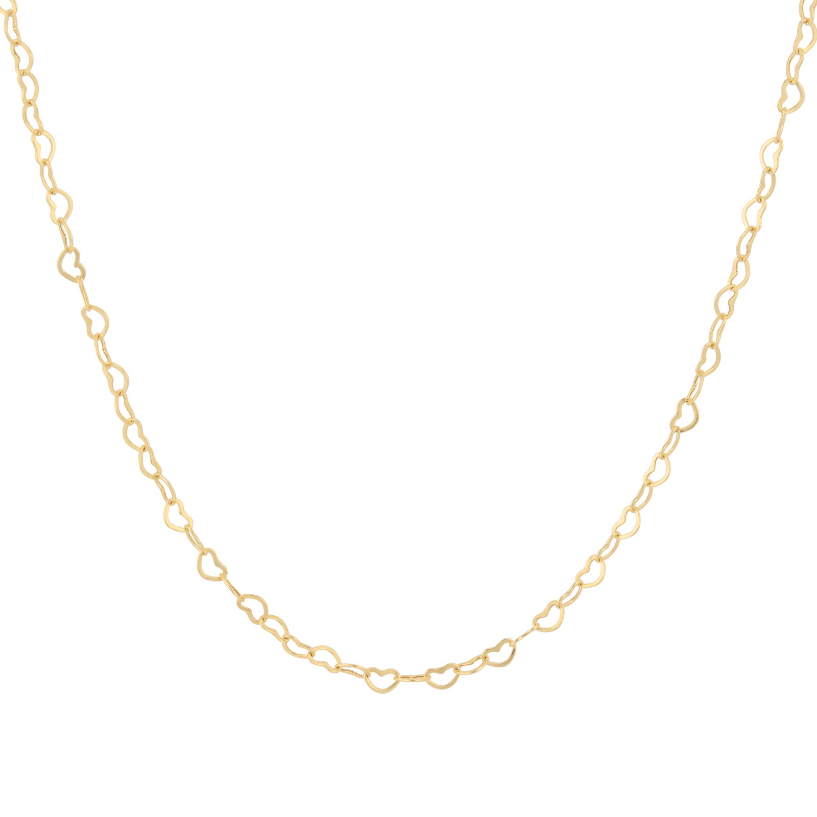 Goldsmiths 9ct Yellow Gold 2.5mm Mini Open Heart Chain Necklace Goldsmiths 9ct Yellow Gold 2.5mm Mini Open Heart Chain Necklace