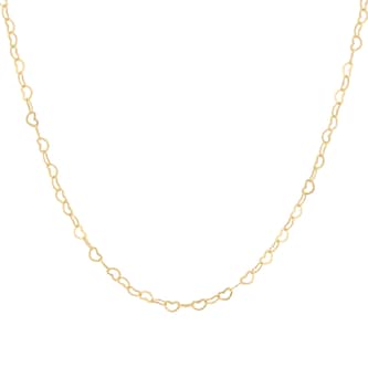 Goldsmiths 9ct Yellow Gold 2.5mm Mini Open Heart Chain Necklace Goldsmiths 9ct Yellow Gold 2.5mm Mini Open Heart Chain Necklace