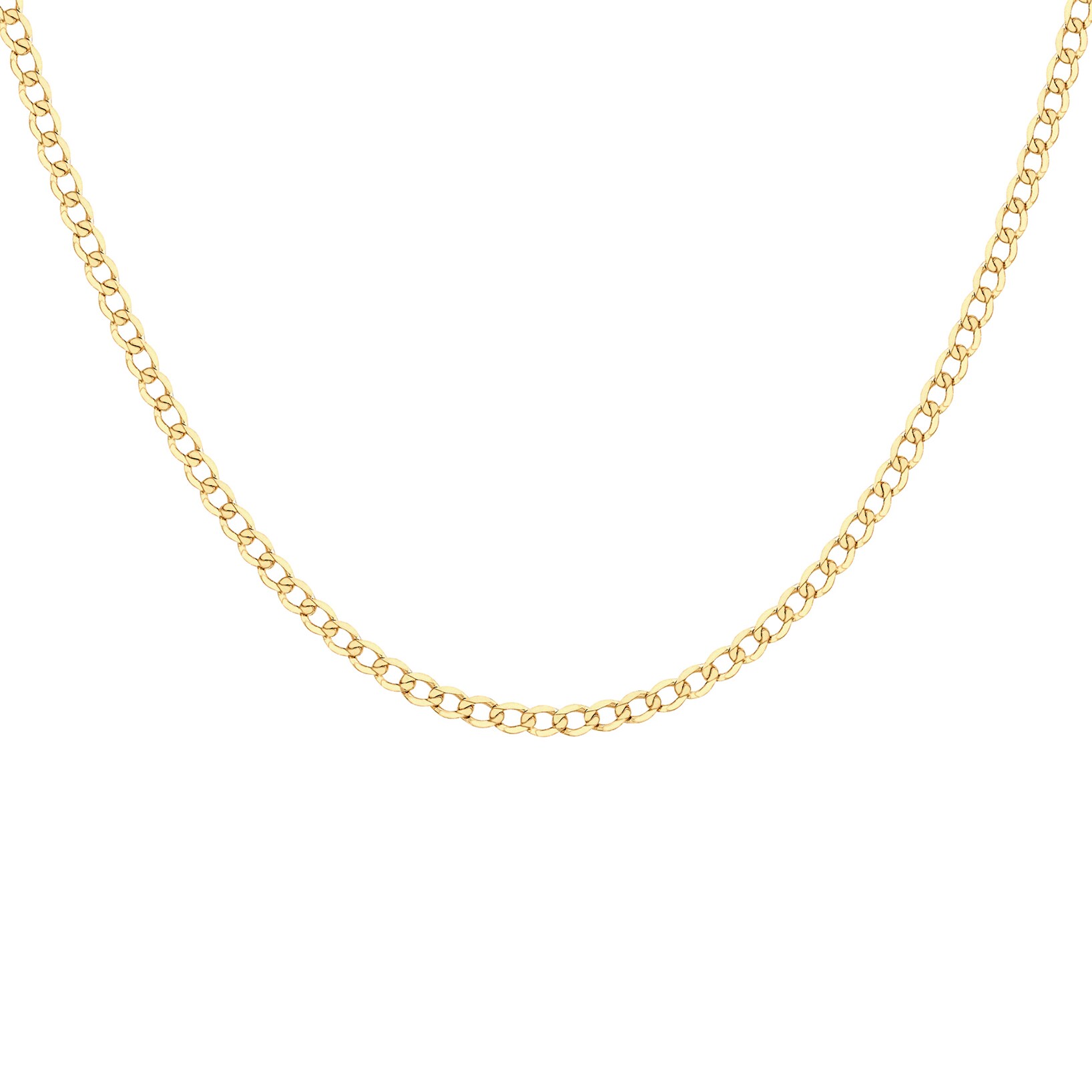 Goldsmiths 9ct Yellow Gold 100 Diamond Cut Flat Curb Chain