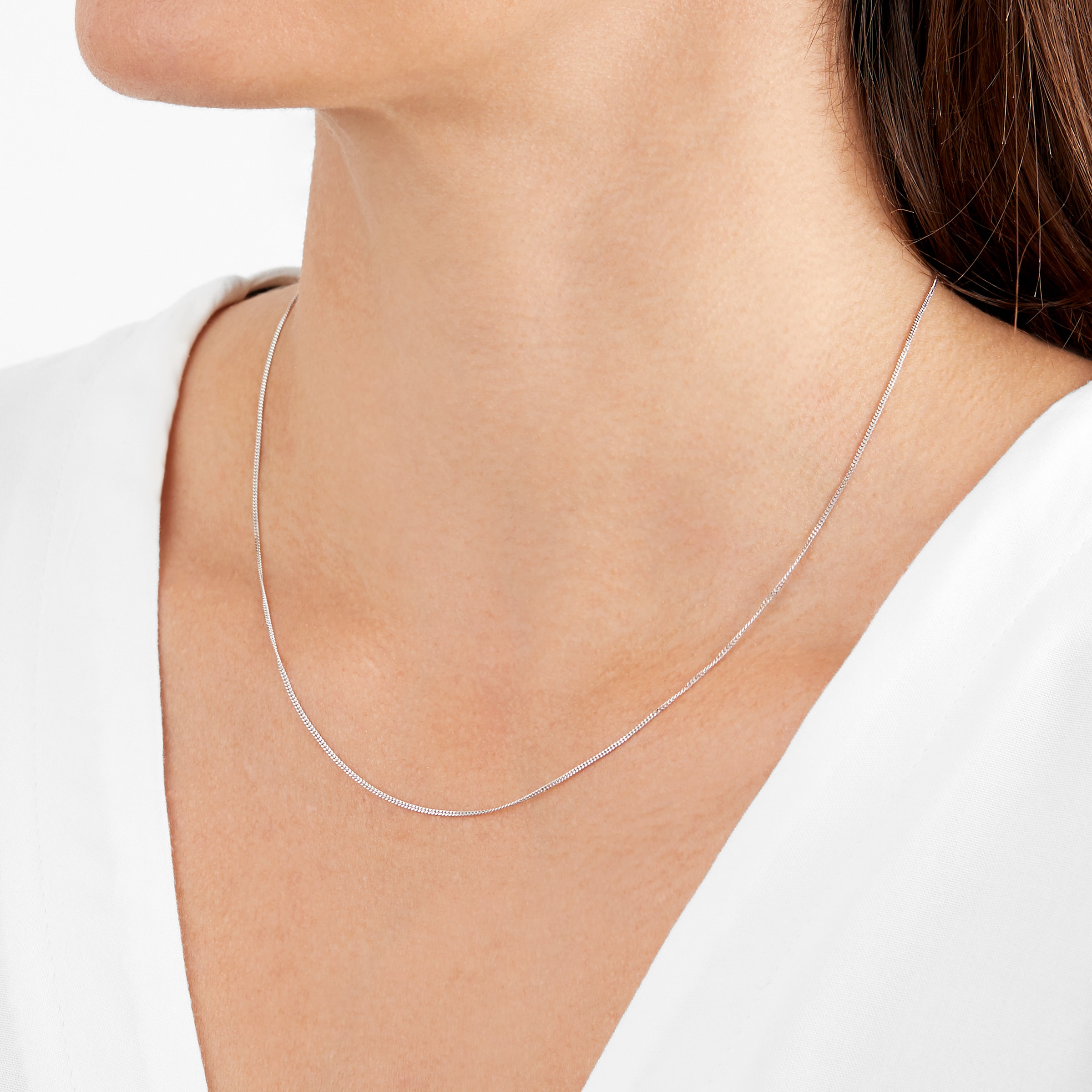 White gold sale curb necklace