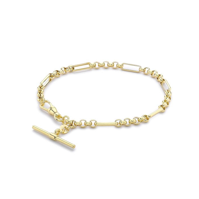 Goldsmiths 9ct Yellow Gold 7.5" Figaro T-bar Bracelet