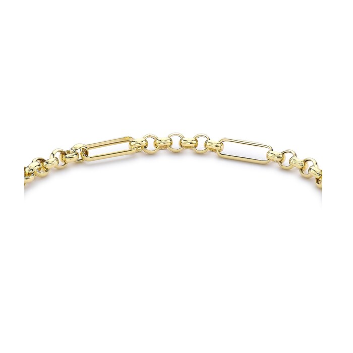 Goldsmiths 9ct Yellow Gold 7.5" Figaro T-bar Bracelet