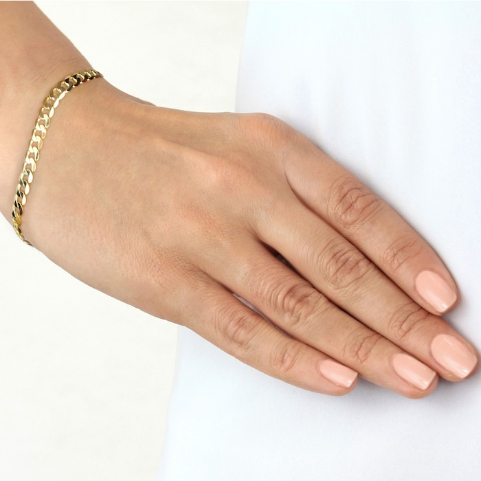 Goldsmiths 9ct Yellow Gold 5mm 8" Curb Chain Bracelet