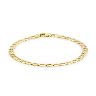 Goldsmiths 9ct Yellow Gold 8" Hollow Curb Chain Bracelet Goldsmiths 9ct Yellow Gold 8" Hollow Curb Chain Bracelet
