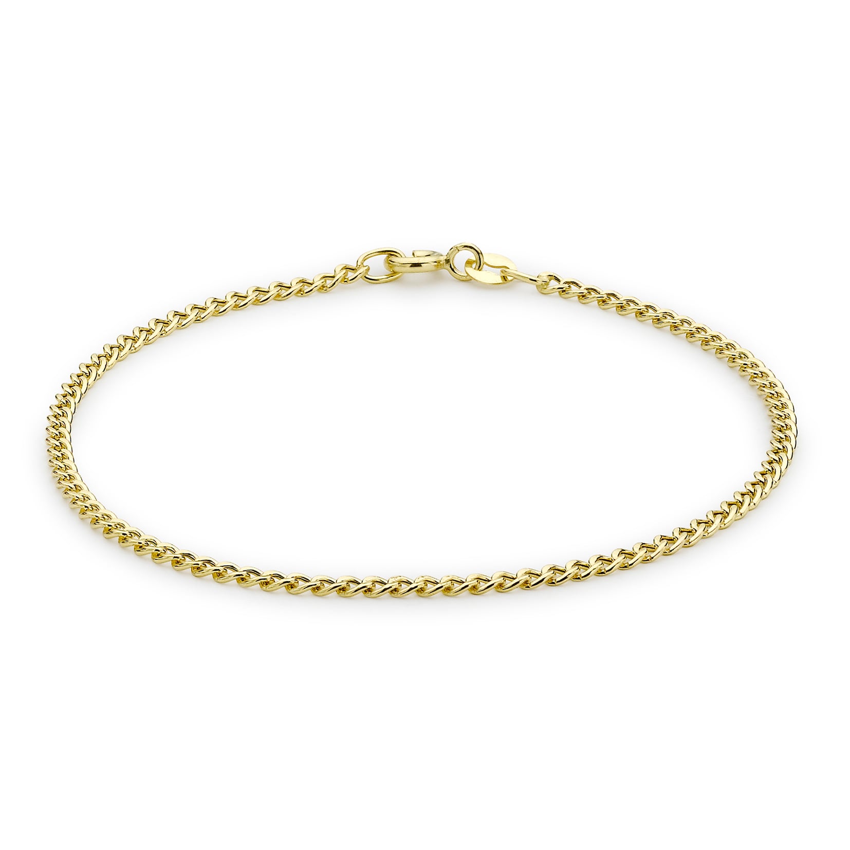 9ct Yellow Gold 2mm Curb Chain Bracelet