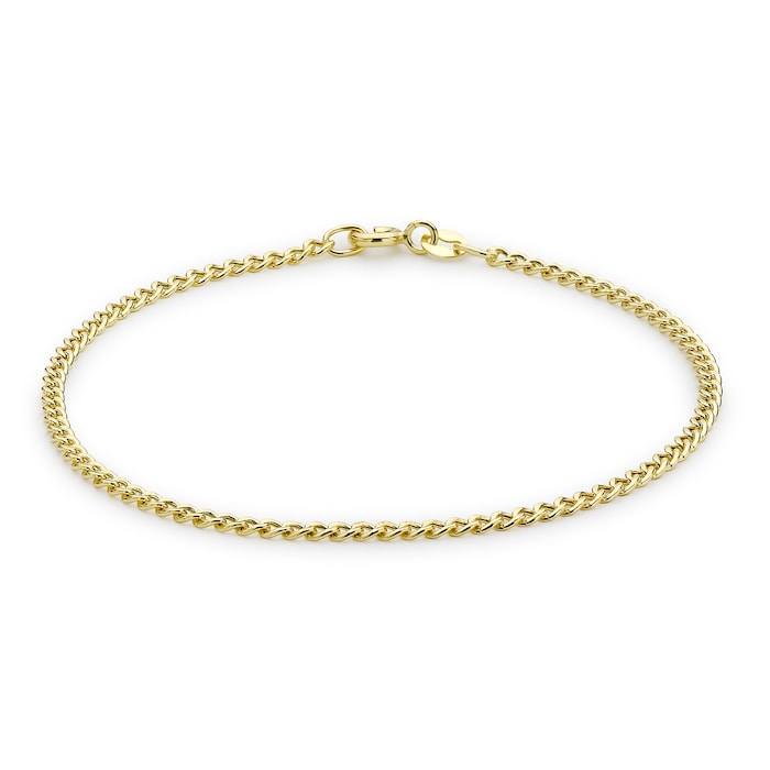 Goldsmiths 9ct Yellow Gold 2mm Curb Chain Bracelet